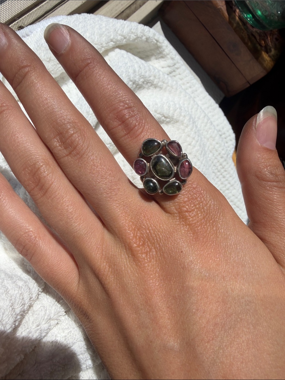 Sterling Silver Tourmaline Cluster Ring
